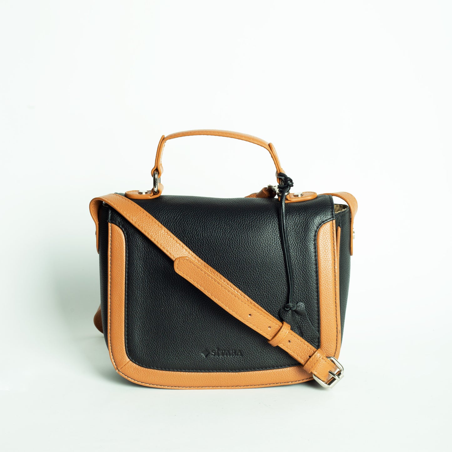 Black and Tan Leather Saddle Bag