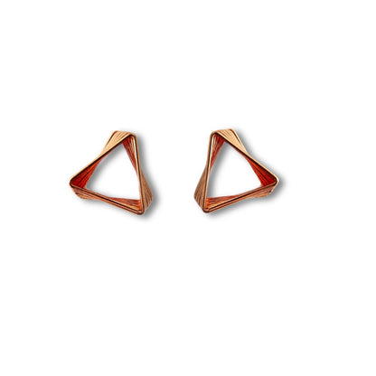 Geometric Triangular Copper Earrings - Modern Minimalist Jewelry