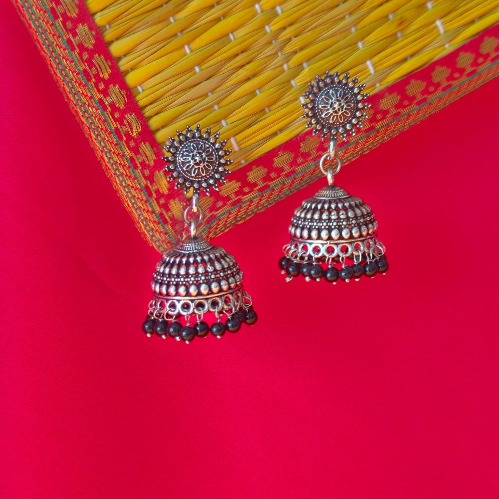 Antique Silver Jhumka Earrings with Intricate Detailing for Traditional and Ethnic Wear