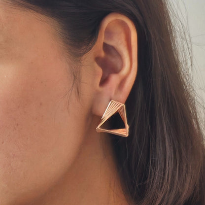 Geometric Triangular Copper Earrings - Modern Minimalist Jewelry