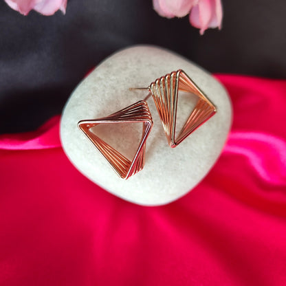 Geometric Triangular Copper Earrings - Modern Minimalist Jewelry