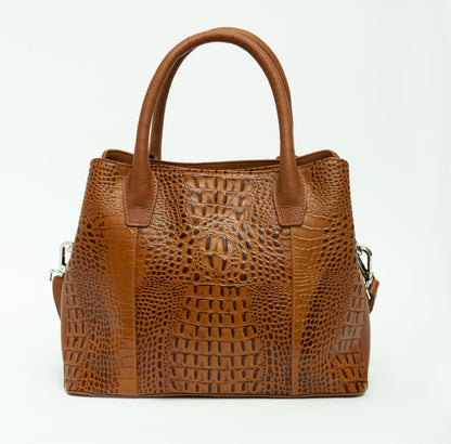 Tan Crocodile Satchel Leather Bag