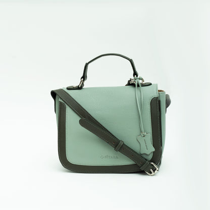 Mint and Olive Green Saddle Leather Bag