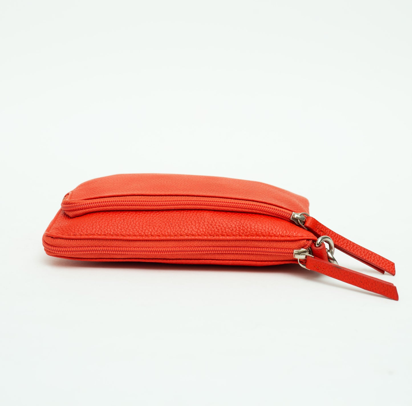 Orange Leather Pouch Bag