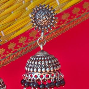 Antique Silver Jhumka Earrings with Intricate Detailing for Traditional and Ethnic Wear