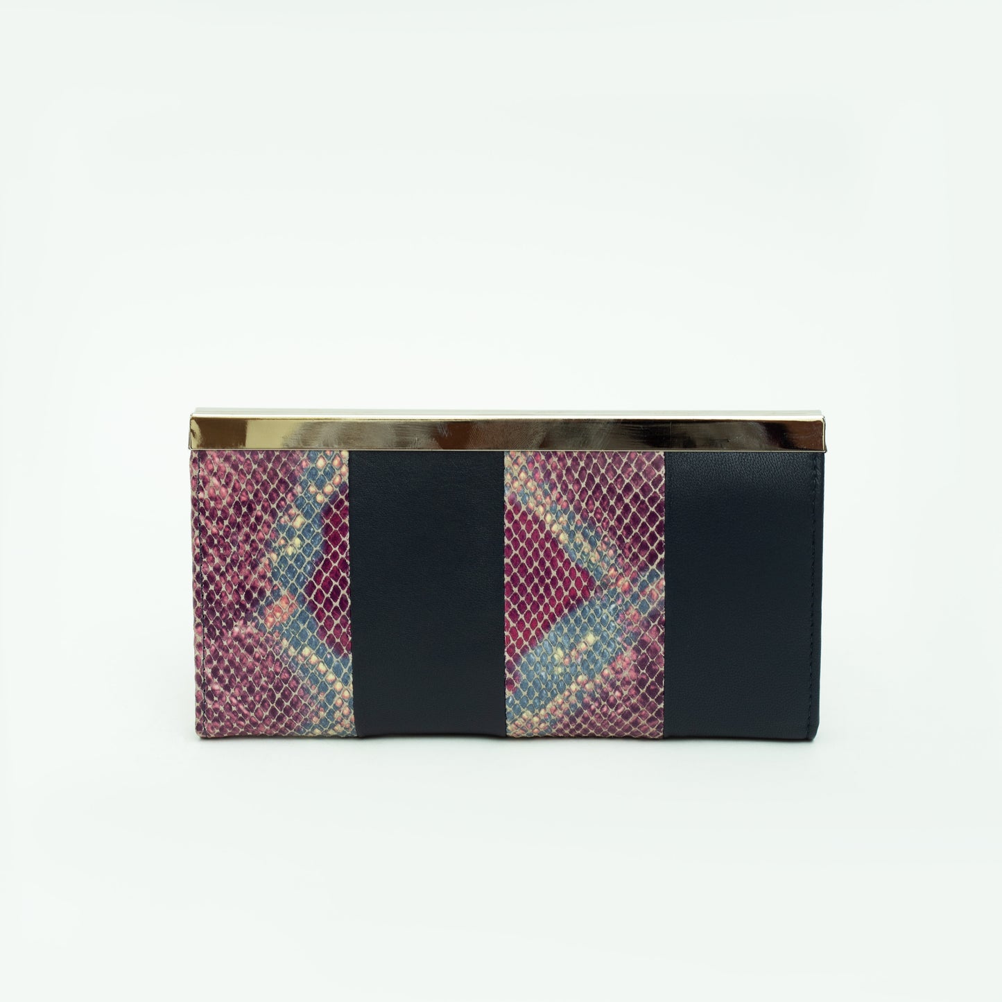 Snake Print Leather Clutch