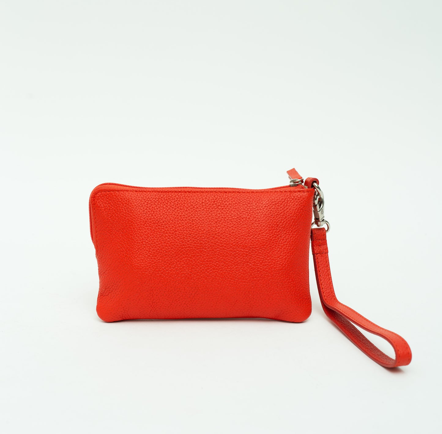 Orange Leather Pouch Bag