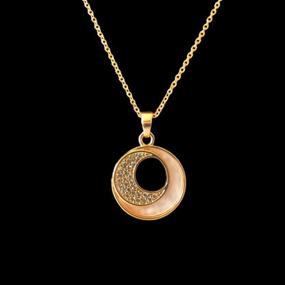 Rose Gold Circular Pendant Necklace with Diamond Accents