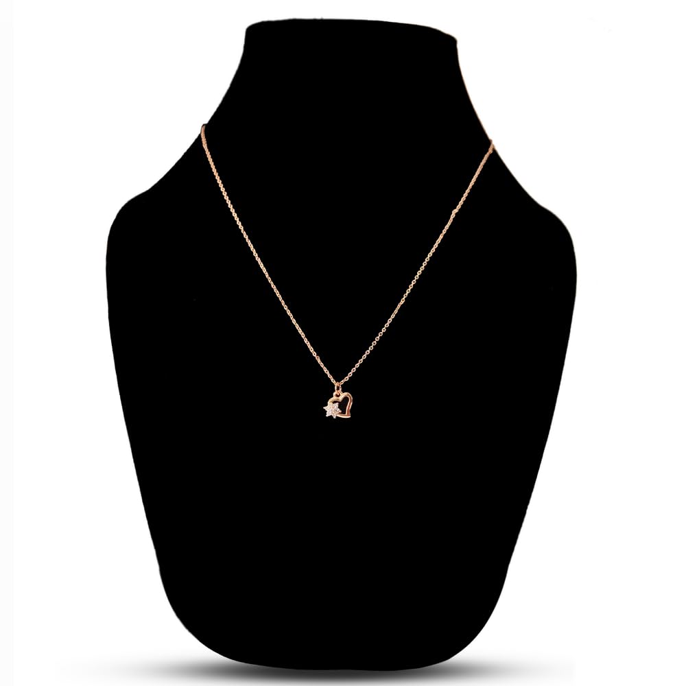 Heart and Star Rose Gold Pendant Necklace with Diamonds