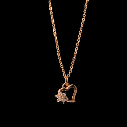 Heart and Star Rose Gold Pendant Necklace with Diamonds