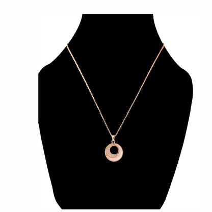 Rose Gold Circular Pendant Necklace with Diamond Accents