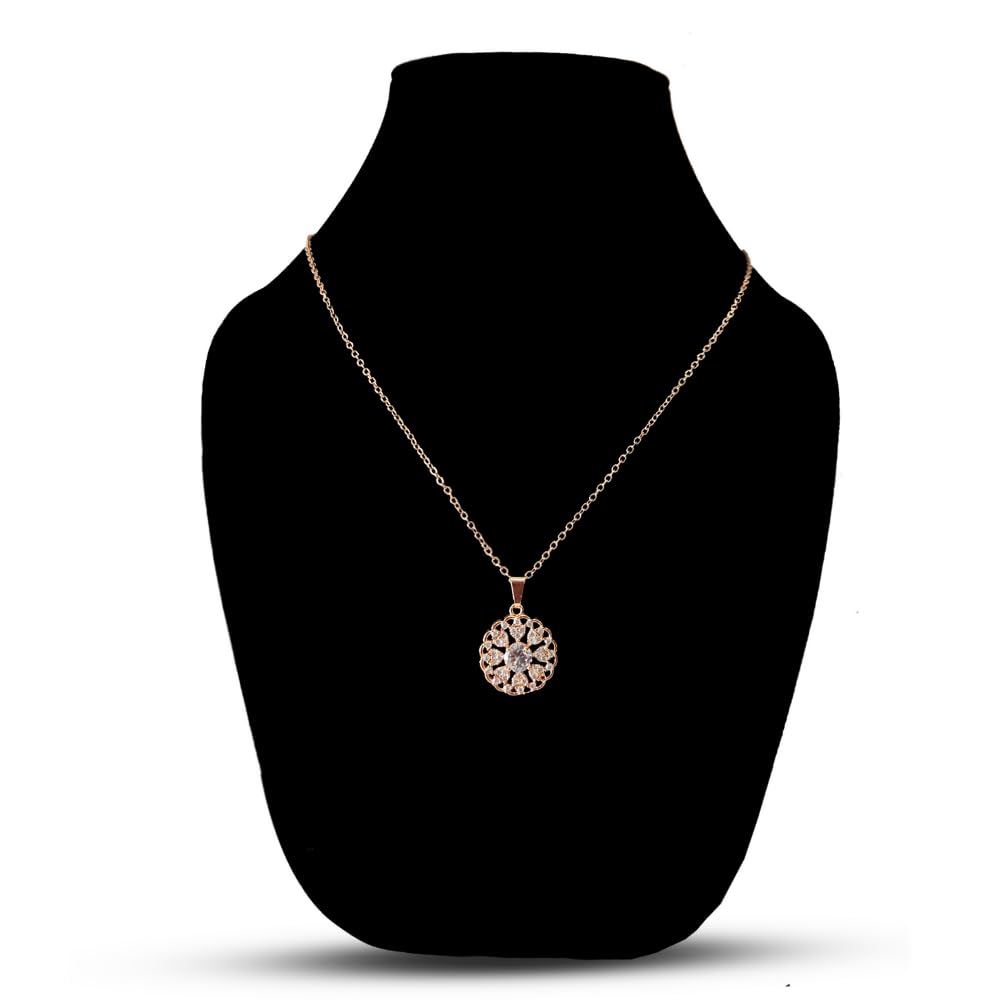 Vintage Rose Gold Diamond Pendant Necklace