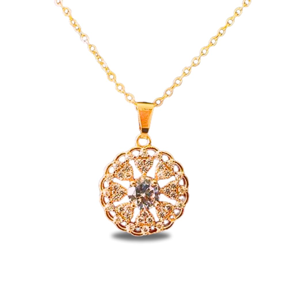 Vintage Rose Gold Diamond Pendant Necklace