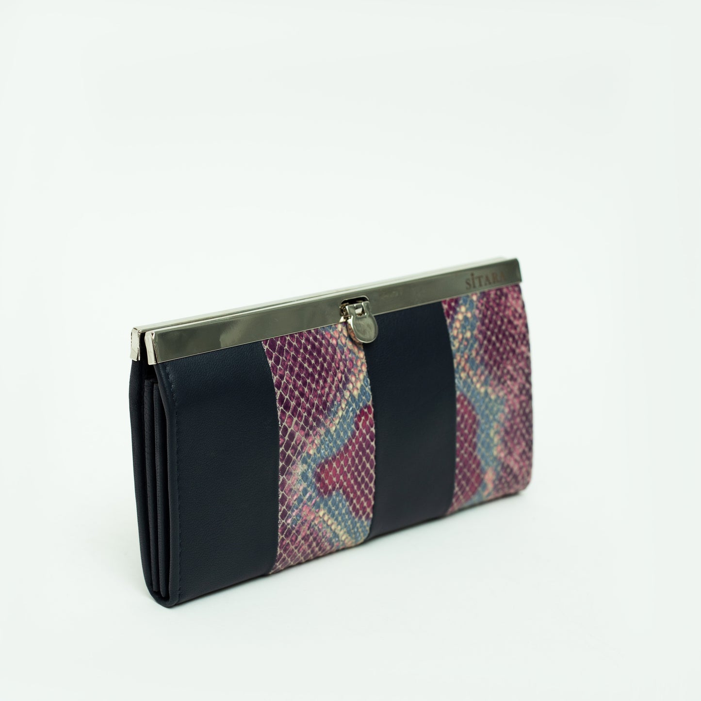 Snake Print Leather Clutch