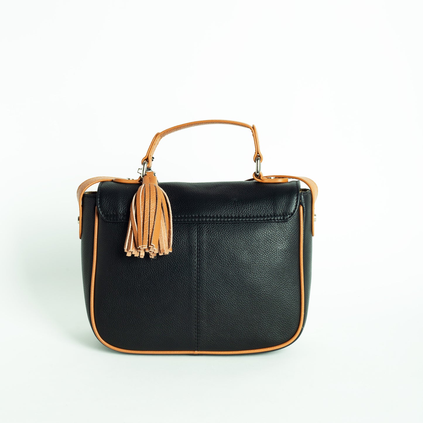 Black and Tan Leather Saddle Bag