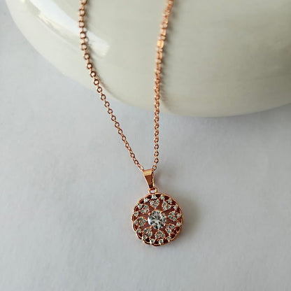 Vintage Rose Gold Diamond Pendant Necklace