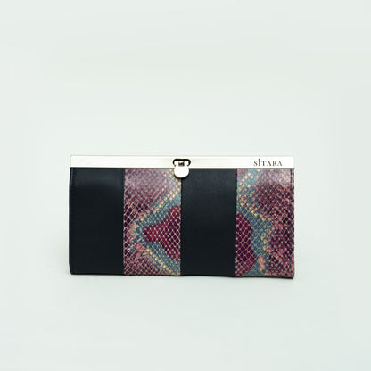 Snake Print Leather Clutch