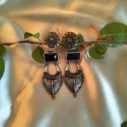 Black and Gold Ethnic Drop Earrings - Traditional Indian Jewelry