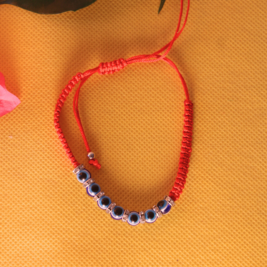 Adjustable Red Thread Bracelet with Evil Eye Beads for Protection and Style