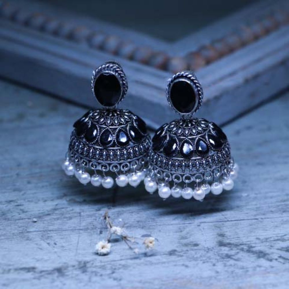 Handcrafted Oxidized Black Jhumka Earrings