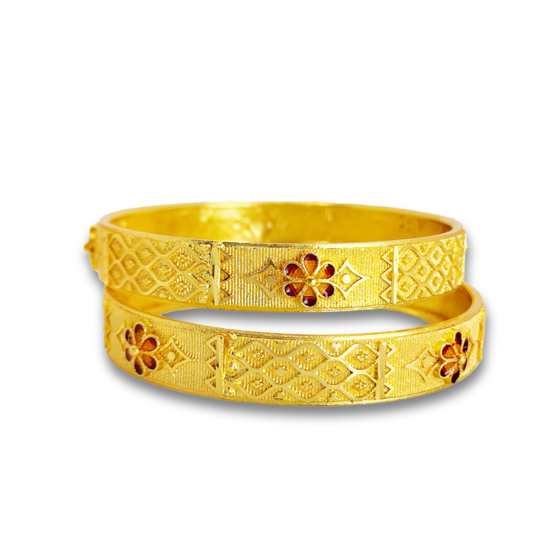 Gold-Plated Floral Bangles with Intricate Design for Traditional and Ethnic Wear