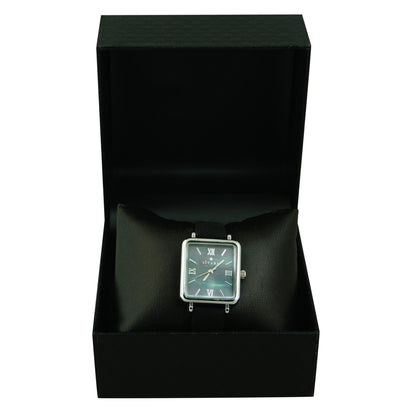 Square Dial Black Strap Watch