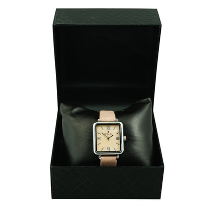 Square Dial Peach strap Watch