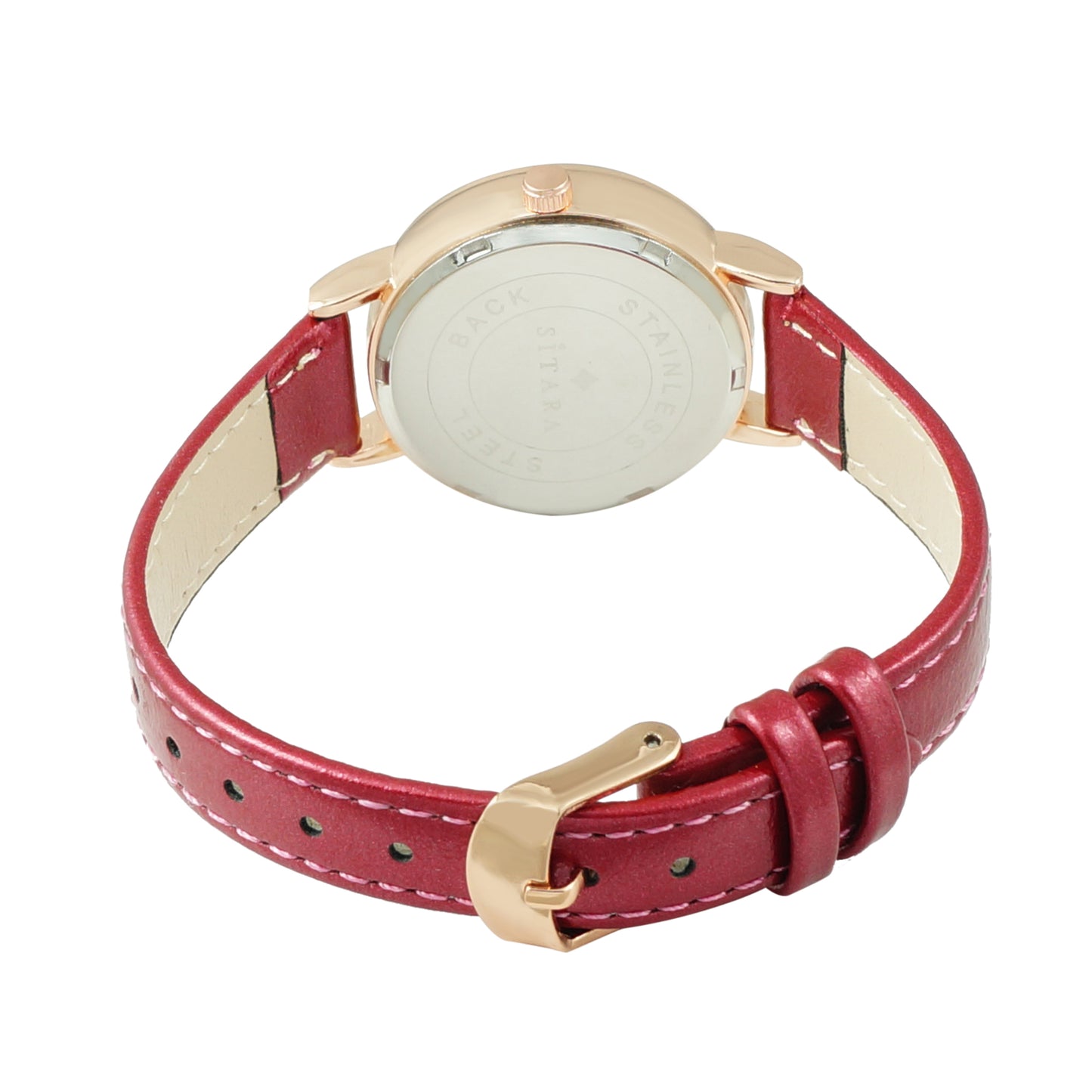 Flower Burgundy Strap Watch