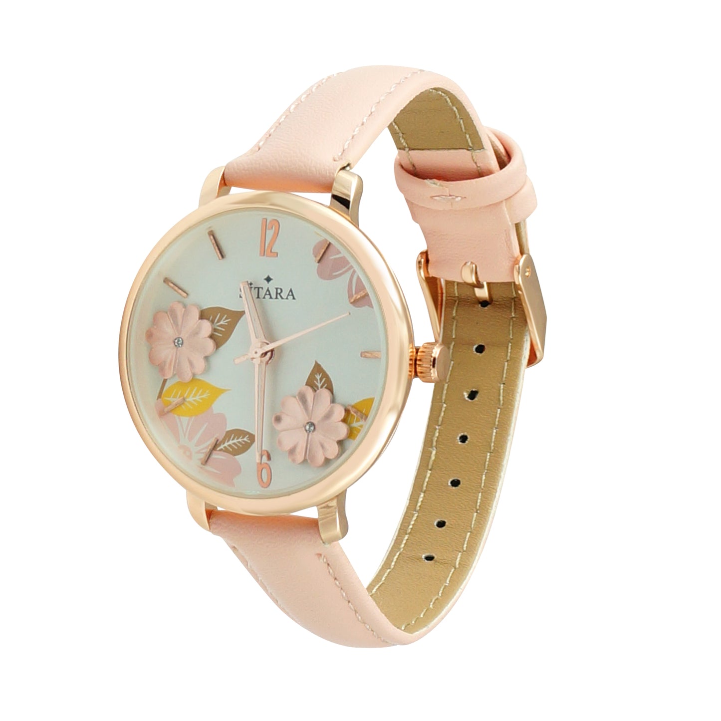 Floral Ele Pink Strap Watch