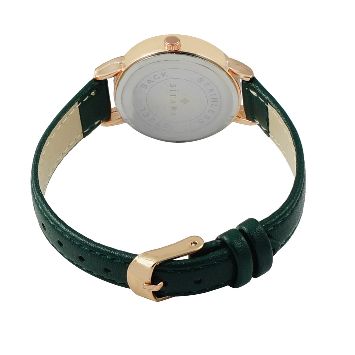 Flower Dark Green Strap Watch