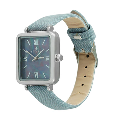 Square Dial Sky-blue strap Watch