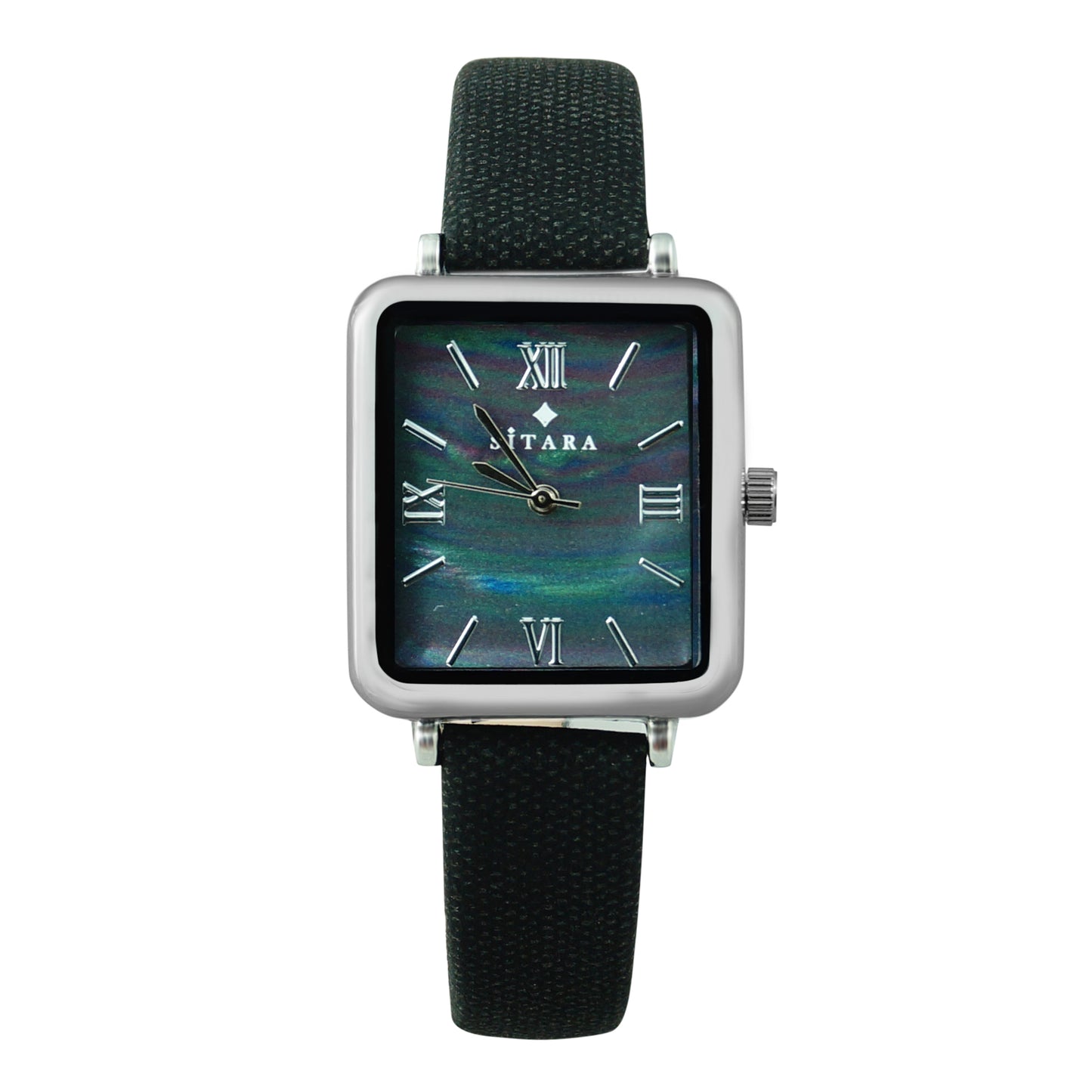 Square Dial Black Strap Watch