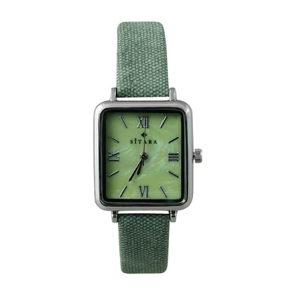 Square Dial Teal strap Watch