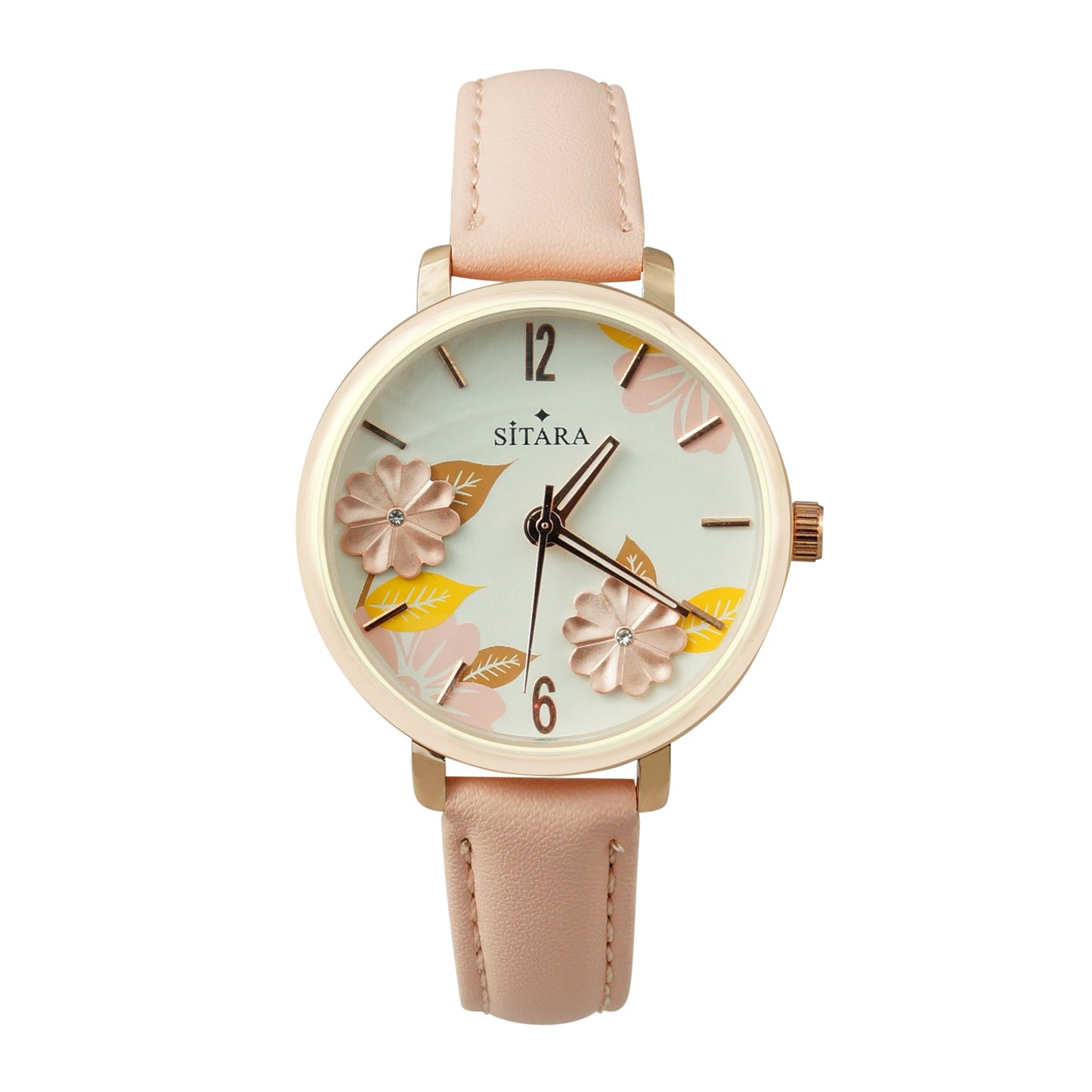 Floral Ele Pink Strap Watch