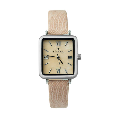 Square Dial Peach strap Watch