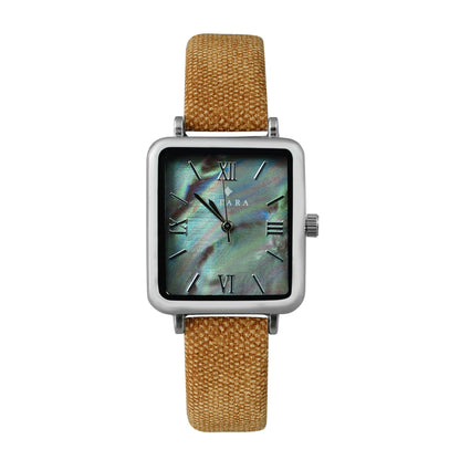 Square Dial Brown Strap Watch