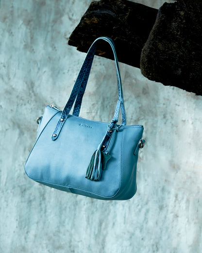 Blue Leather Shoulder Bag