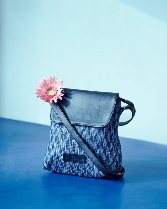 Wavy Blue Flap Sling Bag