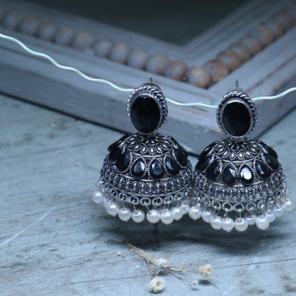 Handcrafted Oxidized Black Jhumka Earrings