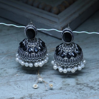 Handcrafted Oxidized Black Jhumka Earrings