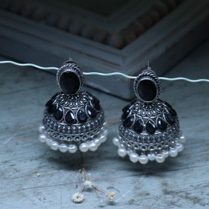 Handcrafted Oxidized Black Jhumka Earrings