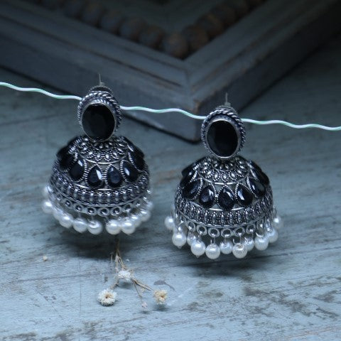 Handcrafted Oxidized Black Jhumka Earrings