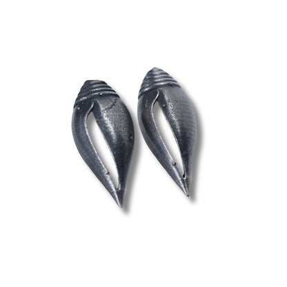 Vintage Silver Sank Shaped Stud Earrings