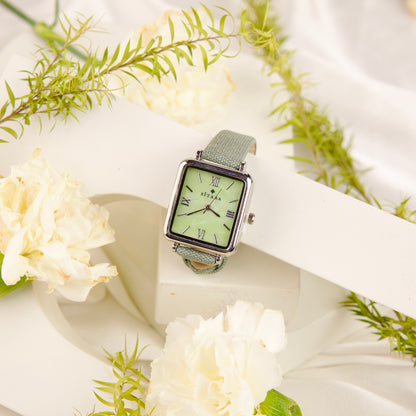 Square Dial Teal strap Watch